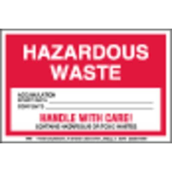 Hazardous Waste Label, Paper Stock, PK500