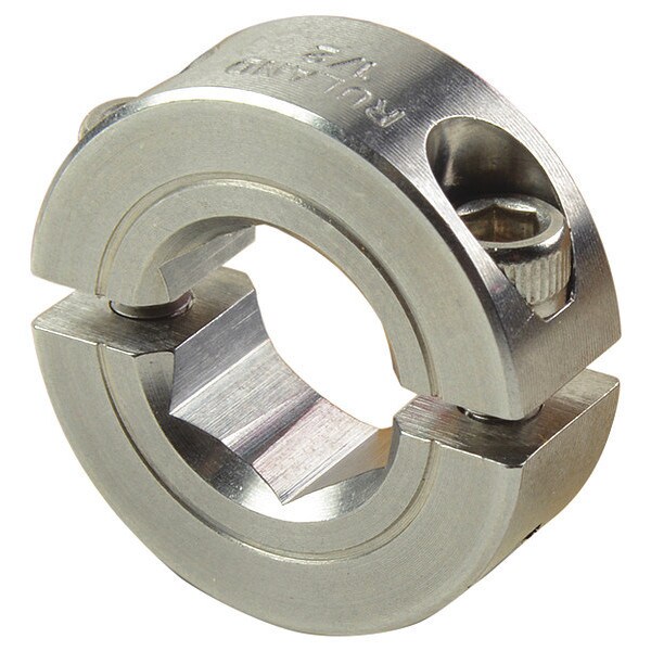 Shaft Collar, 3/8" Hex Bore, 303 SS, Bore Dia.: 1/2"