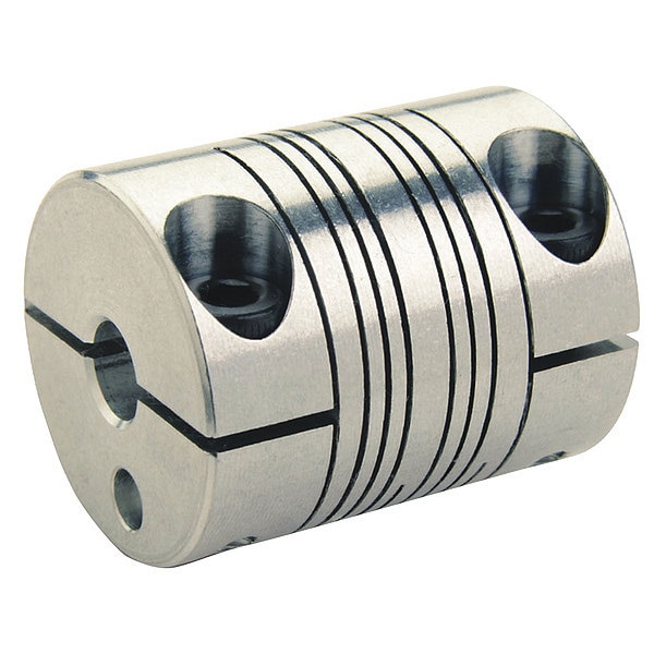 Motion Control Coupling, 4 Beam, 8mmx3/16", Aluminum, OD 0.875", L 1.063"