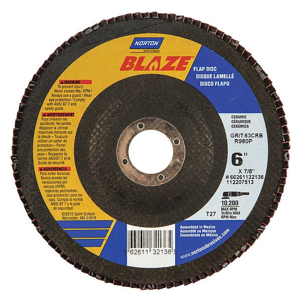 Flap Disc, Medium, 80 Grit, 6" dia.