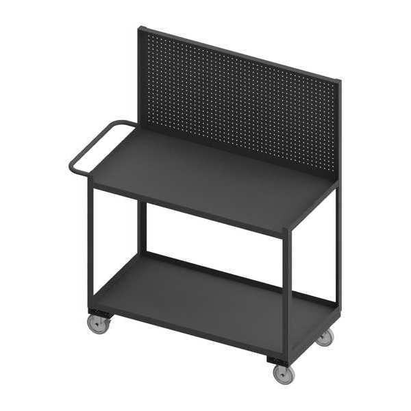 Mobile Workstation, 2 shelf, pegboard panel, 1-1/2" lips up, 1200 lbs capacity