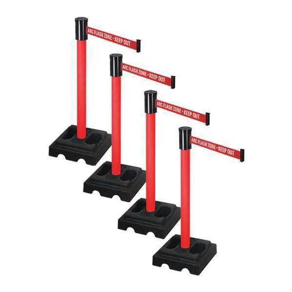 Barrier Systems, 14 ft Length, 37 in Post Height, ARC Flash Zone - Keep Out