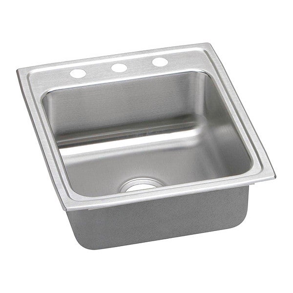 Lustertone SS, 1 Bowl Top Mnt Sink, Drop-In Mount, 3 Hole, 16" x 16", Lustrous Satin