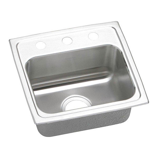 Lustertone SS, 1 Bowl Top Mnt Sink, Drop-In Mount, 0 Hole, 14" x 10", Lustrous Satin