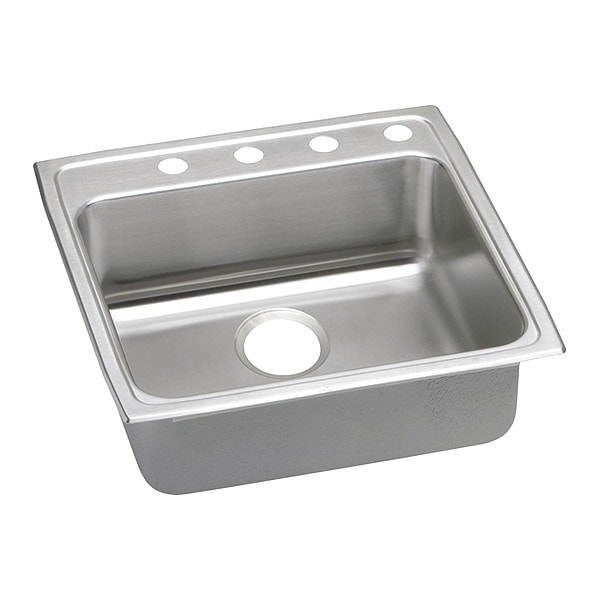 Lustertone SS, 1 Bowl Top Mnt Sink, Drop-In Mount, 1 Hole, 19" x 16", Lustrous Satin
