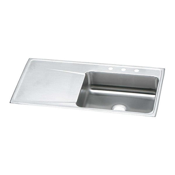 Sink, Drop-In Mount, 1 Hole, 22" x 16", Lustrous Satin