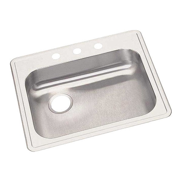Dytn, SS, 25x21-1/4x5-3/8", 1 Bwl T-Mnt Snk, Drop-In Mount, MR2 Hole, 21" x 15.75", Satin