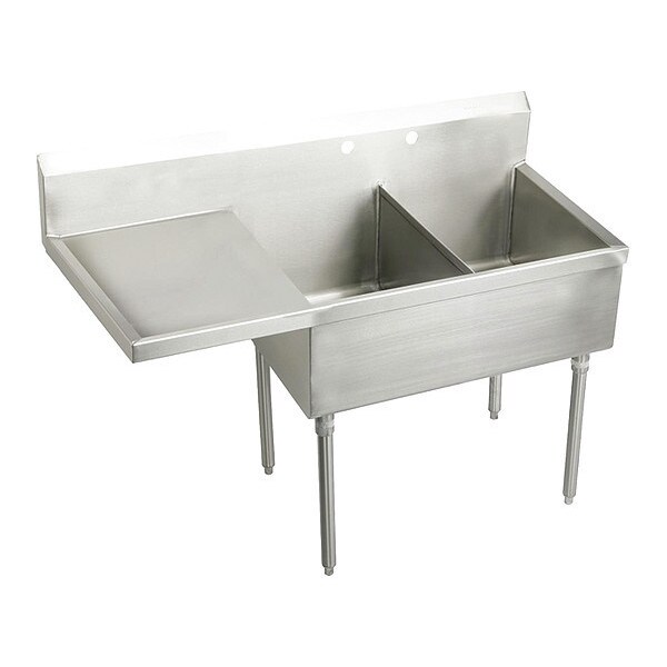 Strdblt, SS, Floor Mnt, 2 Compt Sink, Drnbrd, Floor Mount, 2 Hole, Buffed Satin