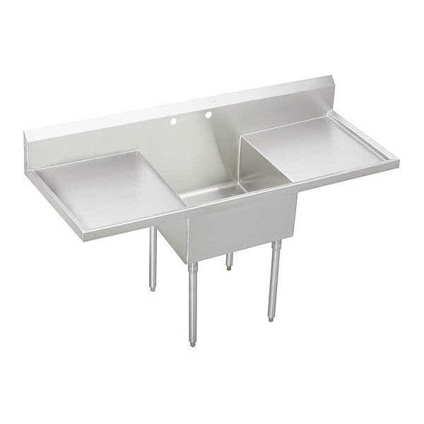 Strdblt, SS, Floor Mnt, 1 Compt Sink, Drnbrd, Floor Mount, 2 Hole, 24" x 24", Buffed Satin