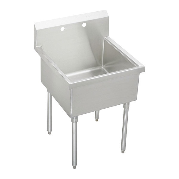 Strdblt, SS, Floor Mnt, 1 Compt Scllry Sink, Floor Mount, 2 Hole, 24" x 24", Buffed Satin