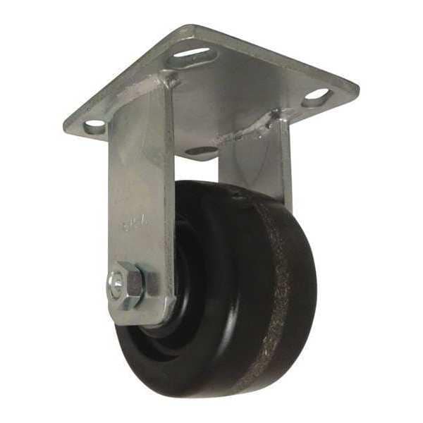 Plate Caster, Rigid, Phenolic, 4", 800 lb