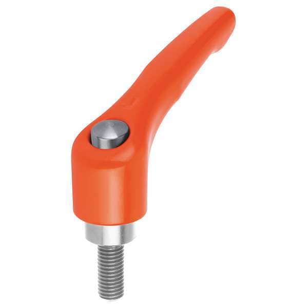 Adjustable Handle With Protective Cap, Size:2 5/16-18X40, Zinc Orange RAL2004, Comp: Stainless Steel