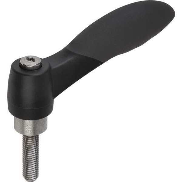 Adjustable Handle, Soft Touch, Size: 2 1/4-20X25 Plastic, Black RAL 7021, Comp: Stainless Steel