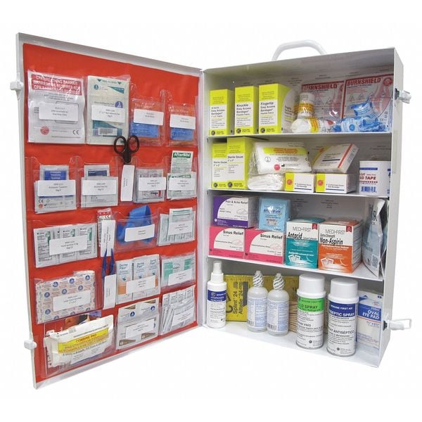 First Aid Kit and Housing, Metal Cabinet, 760 Components, 200 People Served