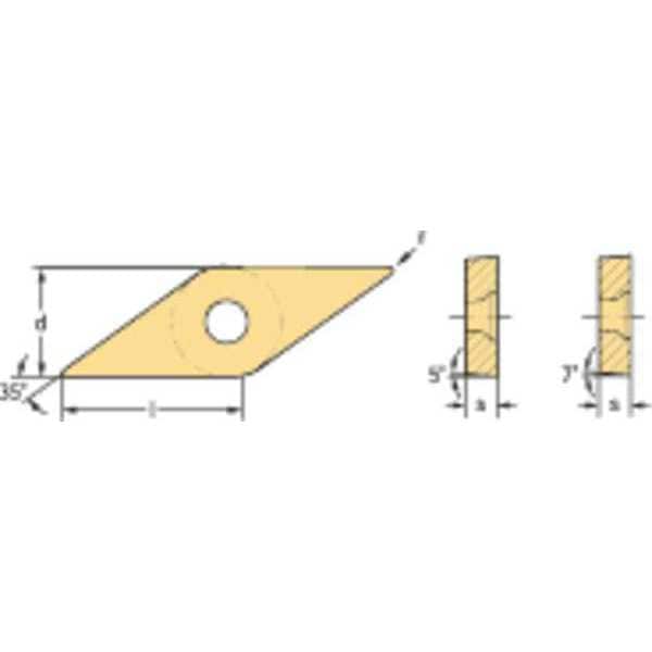 Diamond Turning Insert, Diamond, 3, VCMW, 1, Carbide