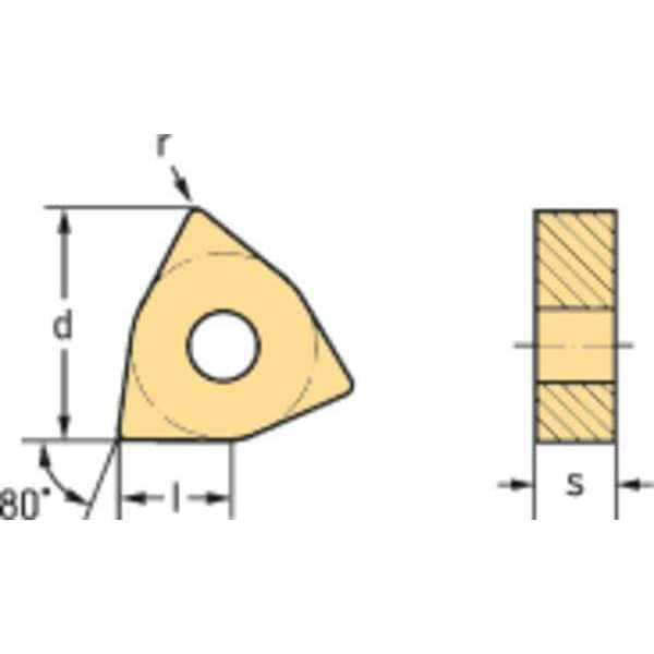 Turning Insert, Trigon, 5, WNMG, 2, Carbide