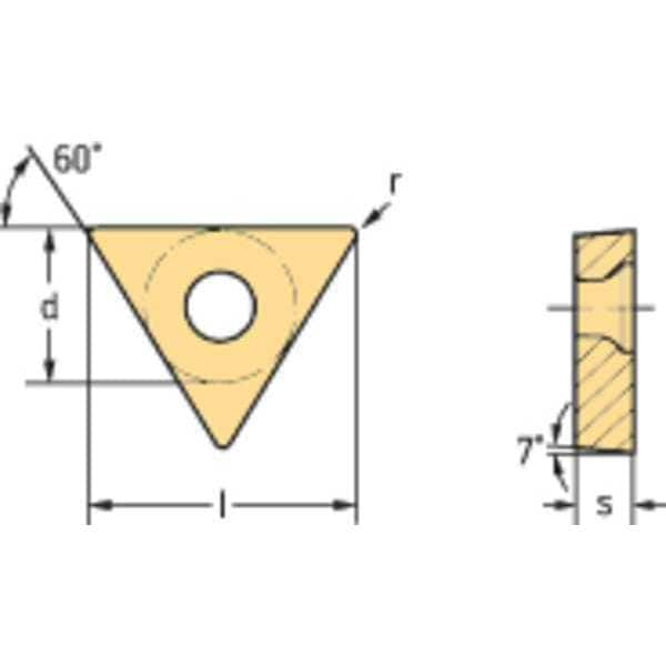 Triangle Turning Insert, Triangle, 1/4 in, TCGT, 0.4 mm, Carbide