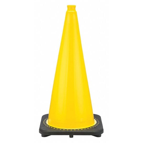 Traffic Cone, PVC, Non-Reflective, 28 in Height, 7 lb, Yellow