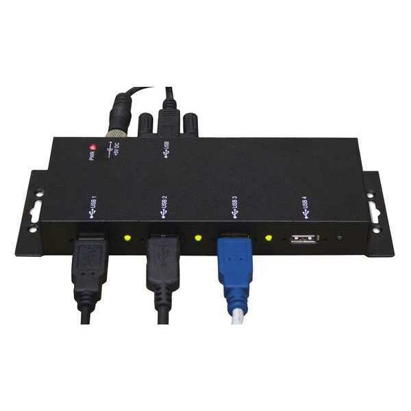USB Hub, 5" L, 8" W, 1-1/2" H, Black