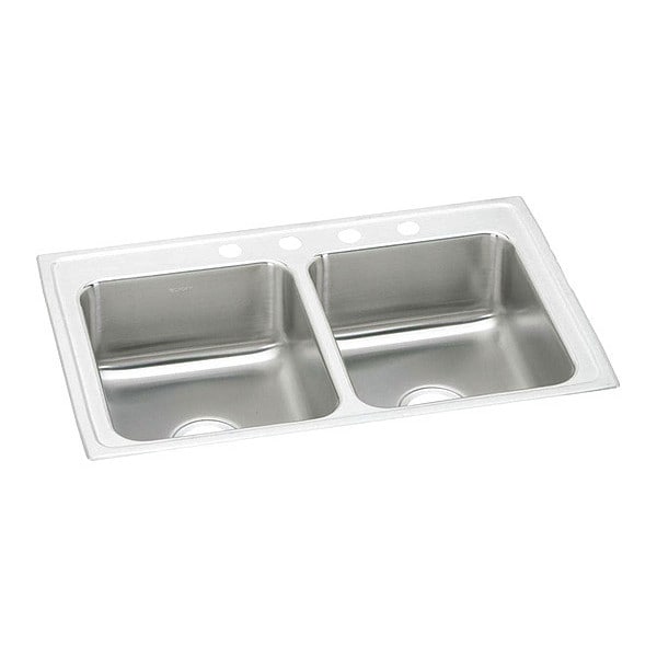 Sink, Drop-In Mount, 4 Hole, Left Bowl 16" x 16", Right Bowl 16" x 16", Lustrous Satin