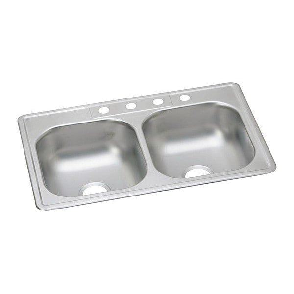 Sink, Drop-In Mount, 3 Hole, Left Bowl 14" x 15.75", Right Bowl 14" x 15.75", Satin