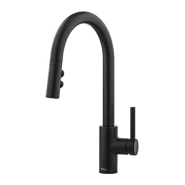 Residential 1 or 3 Hole Kitchen Faucet, Pull-Down, 1-Hndl, Matte Bk