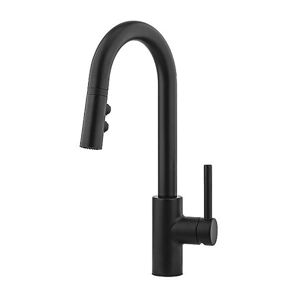 Kitchen Faucet, 1-Hndl, Pull-Down, Matte Bk, Single Hole Only Mount, 1 Hole Residential