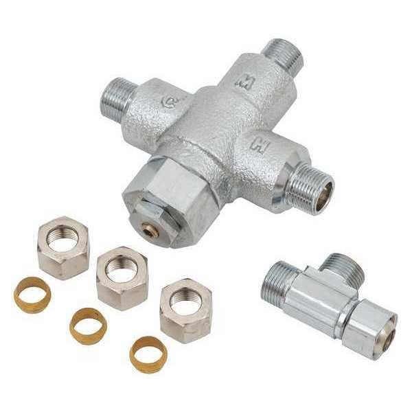 Tempering Valve, Brass, 3-1/4"H, 3/8" Inlet
