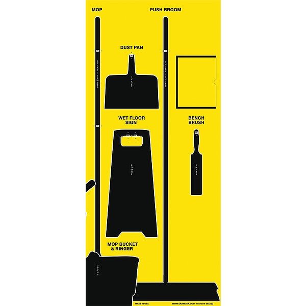 Shadow Board, 68 in H, 30 in W, Yellow