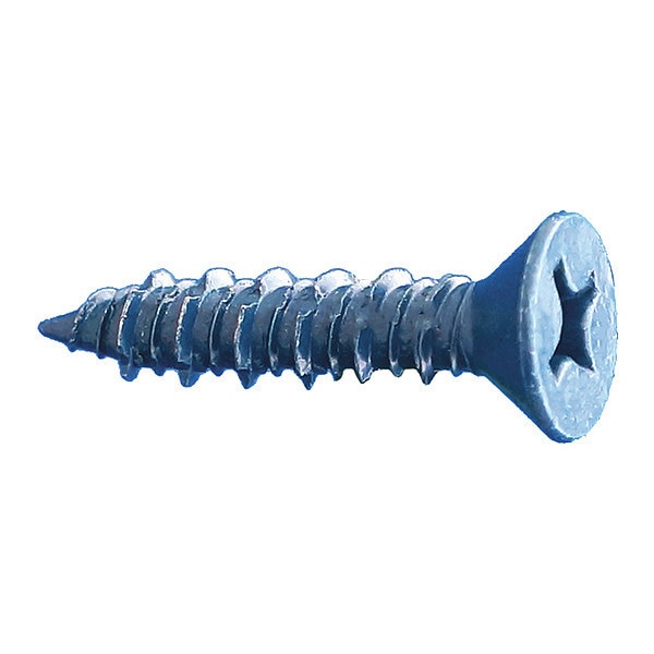 Dagger-Con Concrete Screw, 1/4" Dia., Flat, 1 1/4 in L, DAGGER-GUARD BLUE, 2500 PK