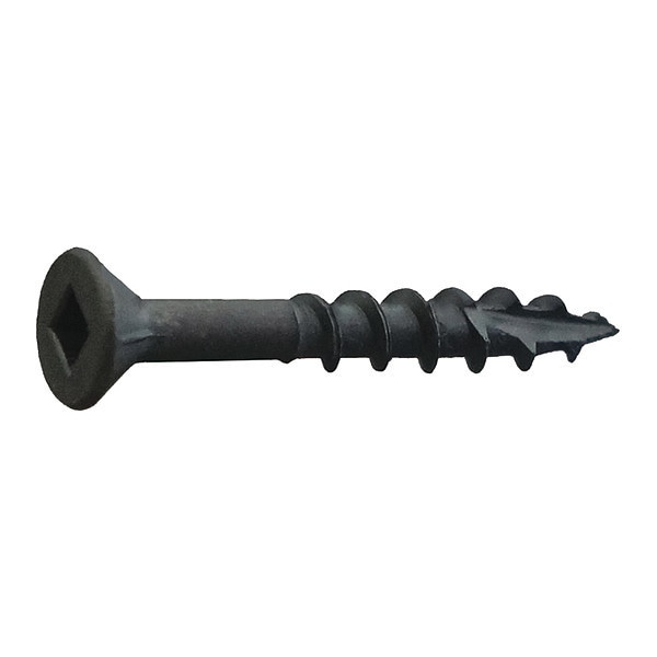 Wood Screw, #8, 1 in, Black Oxide Low Carbon Steel Flat Head Square Drive, 10000 PK