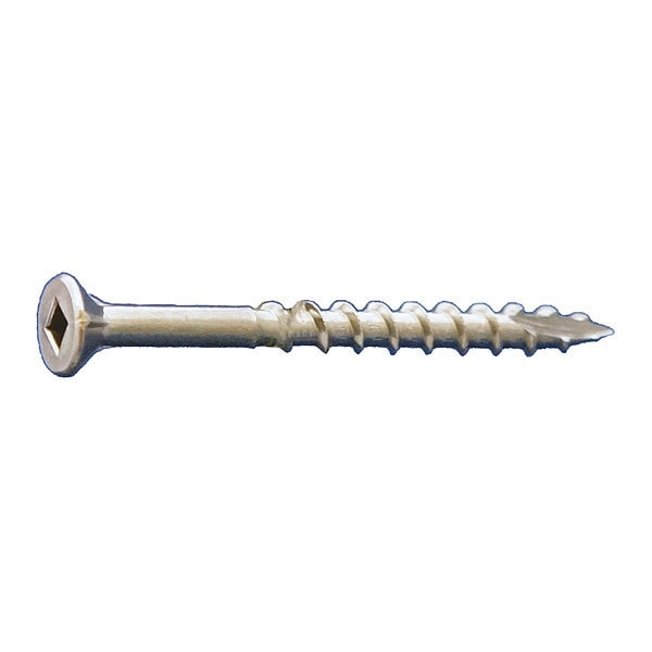 Deck Screw, #10 x 2-1/2 in, 18-8 Stainless Steel, Flat Head, Square Drive, 2000 PK