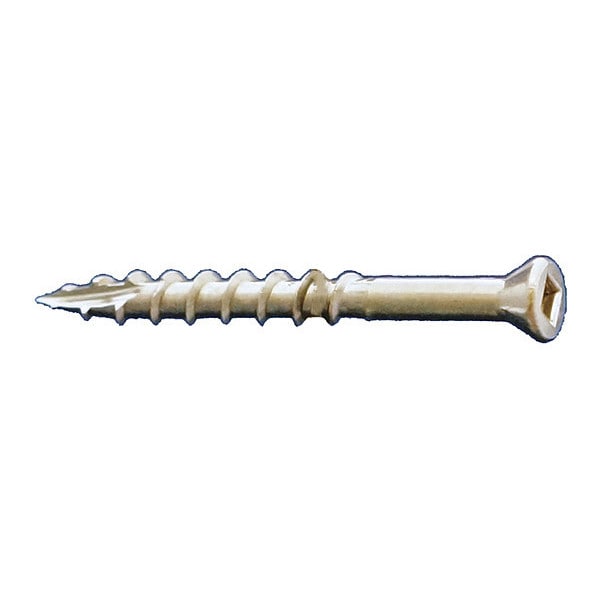 Deck Screw, #7 x 1-5/8 in, 18-8 Stainless Steel, Trim Head, Square Drive, 5000 PK