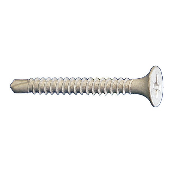 Self-Drilling Screw, #10 x 4 in, Dagger Guard Steel Flat Head Phillips Drive, 1000 PK