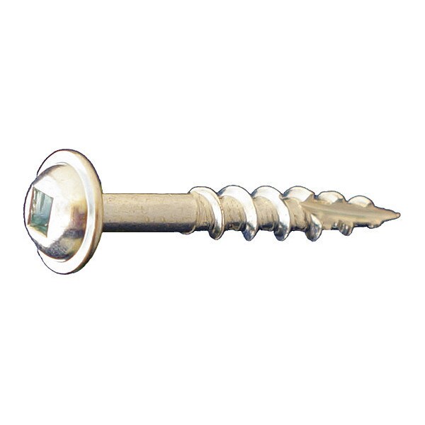 Wood Screw, #10, 3-1/2 in, Zinc Yellow Low Carbon Steel Flange Round Head Square Drive, 1000 PK