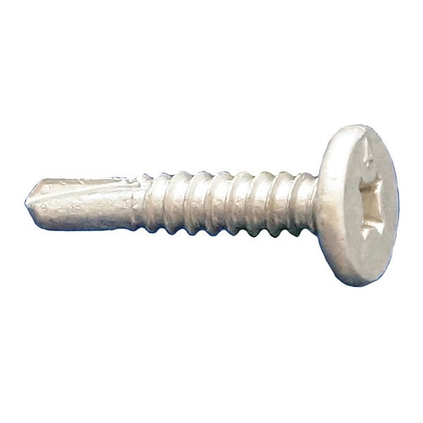 Self-Drilling Screw, #10-16 x 1 in, Dagger Guard 410 Stainless Steel Pancake Head Phillips Drive