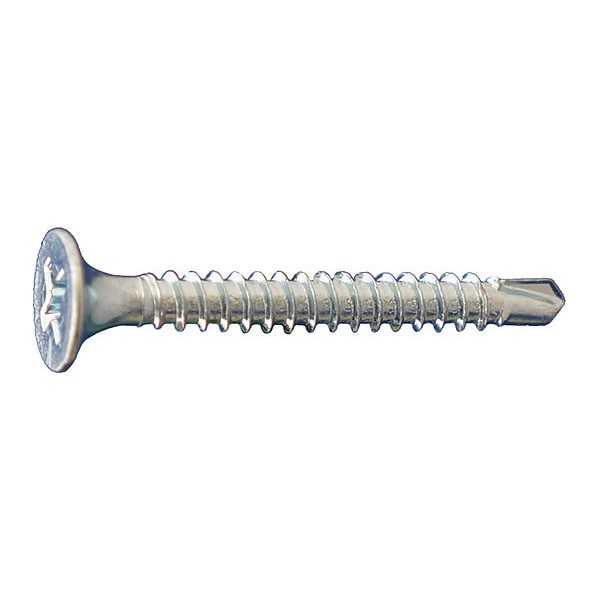 Self-Drilling Screw, #10 x 3-1/2 in, Zinc Plated Steel Flat Head Phillips Drive, 1500 PK