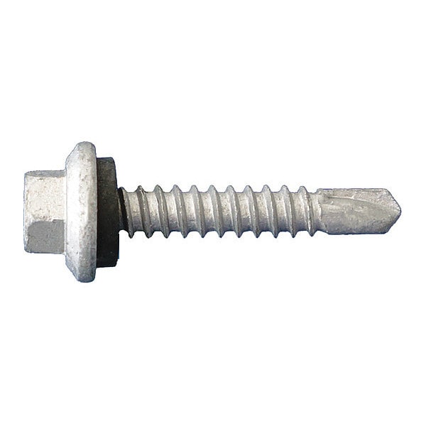 Self-Drilling Screw, #10 x 1-1/2 in, Dagger Guard Steel Flange Hex Head External Hex Drive, 3000 PK