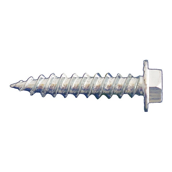 Sheet Metal Screw, #10 x 3 in, Zinc Plated Steel Flange Hex Head External Hex Drive, 1500 PK