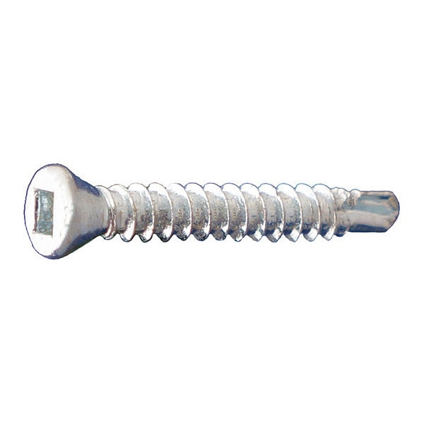 Self-Drilling Screw, #8 x 3 in, Zinc Plated Steel Trim Head Square Drive, 2000 PK
