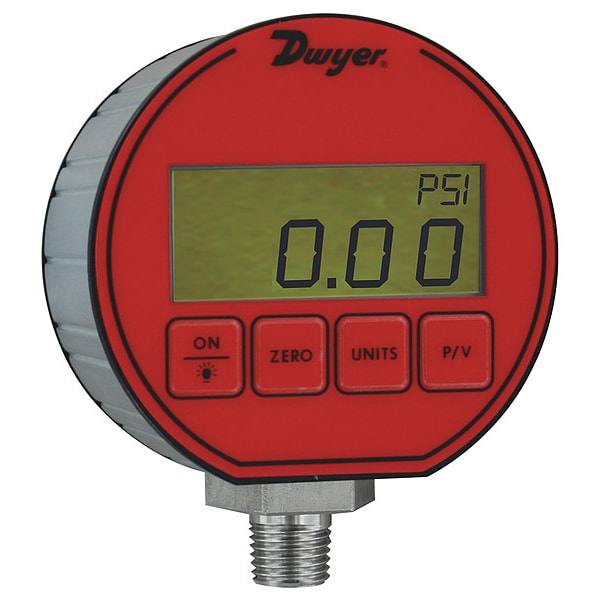 Digital Process Pressure Gauge, 0 to 1000 psi, 3 in Dial, 1/4 in NPT, Bottom Location