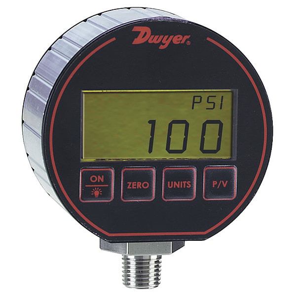 Digital Process Pressure Gauge, 0 to 1000 psi, 3 in Dial, 1/4 in NPT, Bottom Location