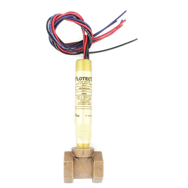 Mini-size flow switch, brass upper and lower body, 3/4" NPT, brass tee.