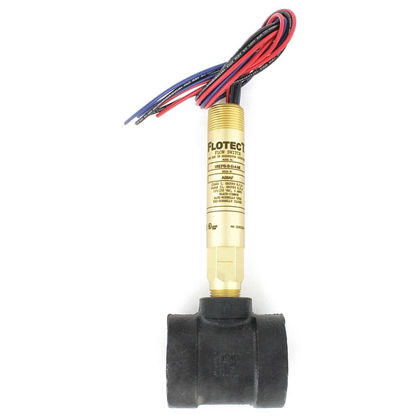 Mini-size flow switch, brass upper and lower body, 1-1/4" NPT, iron tee.