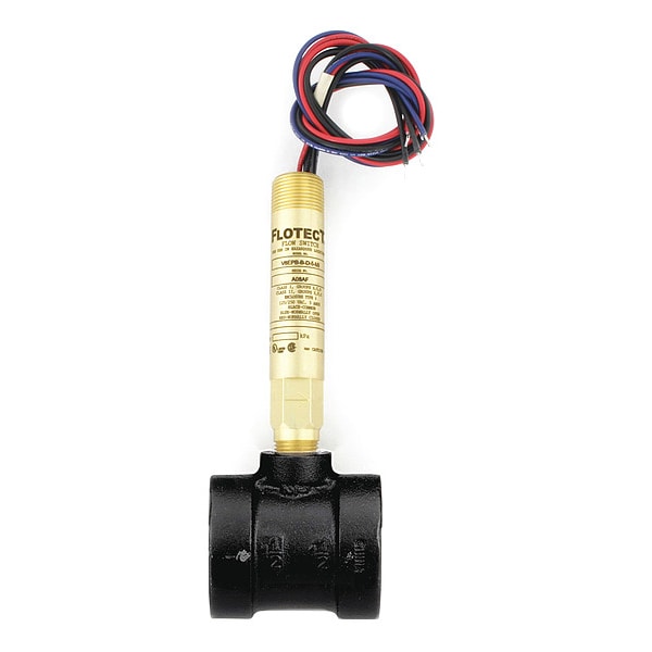 Mini-size flow switch, brass upper and lower body, 1-1/2" NPT, iron tee.