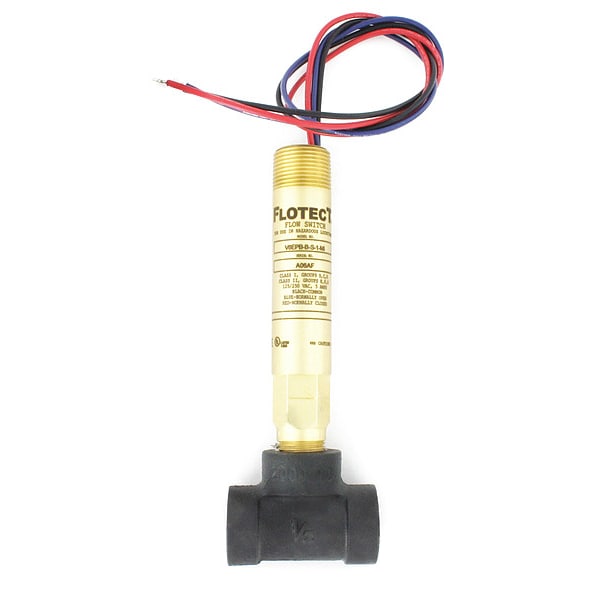 Mini-size flow switch, brass upper and lower body, 1/2" NPT, iron tee.