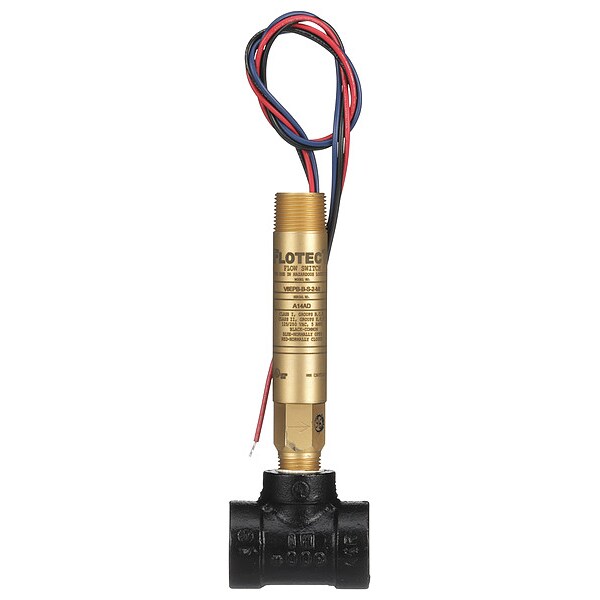 Mini-size flow switch, brass upper and lower body, 3/4" NPT, iron tee.