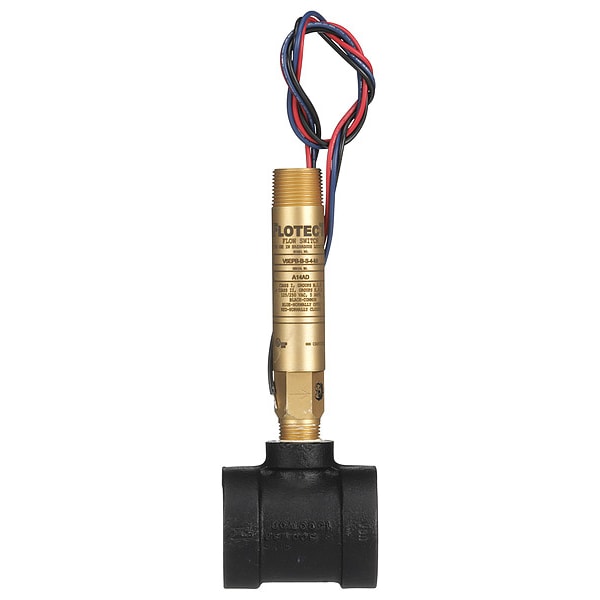 Mini-size flow switch, brass upper and lower body, 1-1/4" NPT, iron tee.