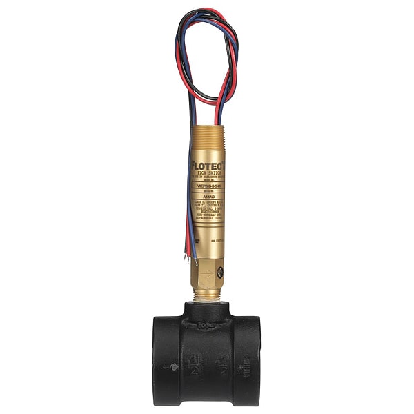 Mini-size flow switch, brass upper and lower body, 1-1/2" NPT, iron tee.