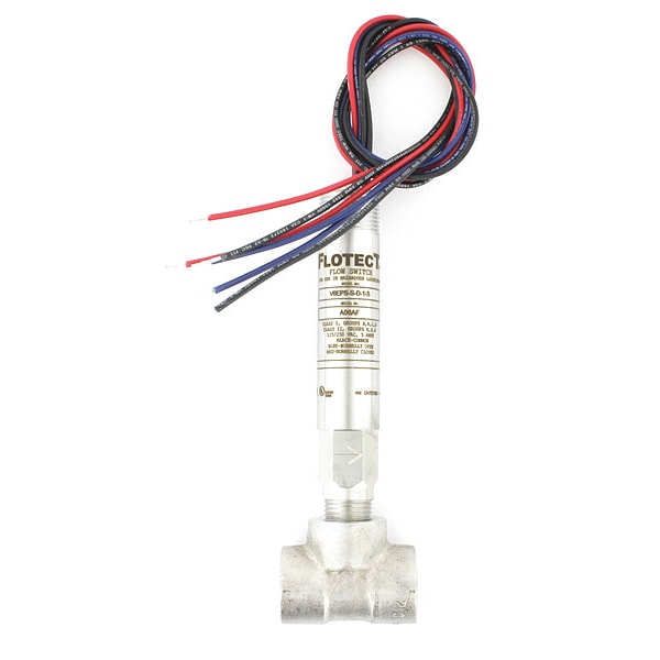 Mini-size flow switch, stainless steel upper and lower body, 1/2" NPT, stainless steel tee.